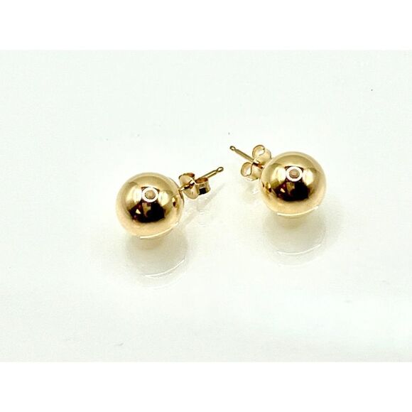 10k Gold Polished 8mm Ball Post Earrings, New - Picture 5 of 6